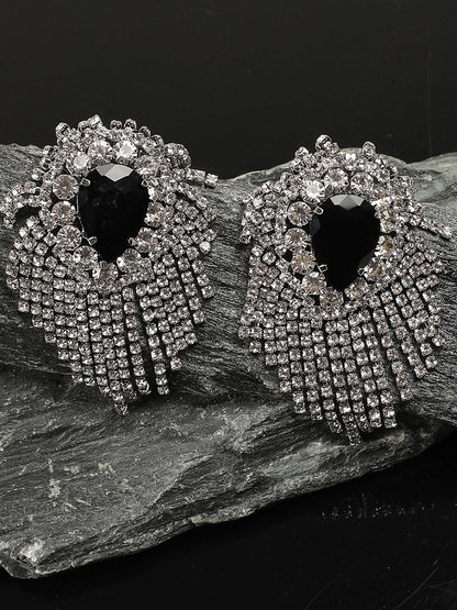Silver Plated Party Designer Stone Drop Earring For Women