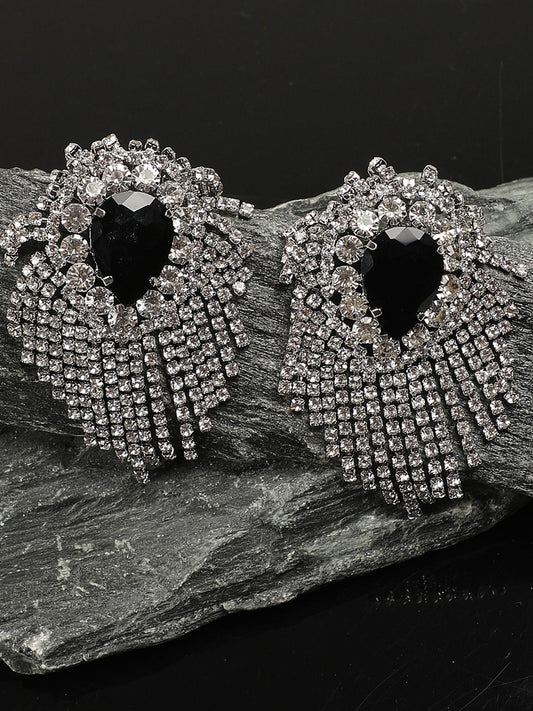 Silver Plated Party Designer Stone Drop Earring For Women