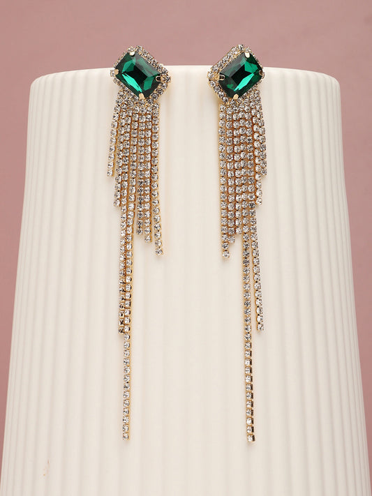 Silver Plated Party Designer Stone Drop Earring For Women