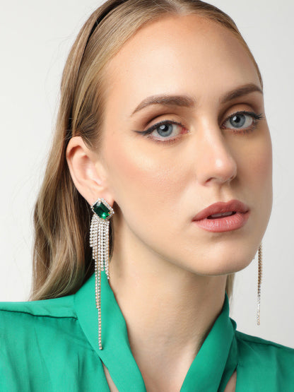 Silver Plated Party Designer Stone Drop Earring For Women