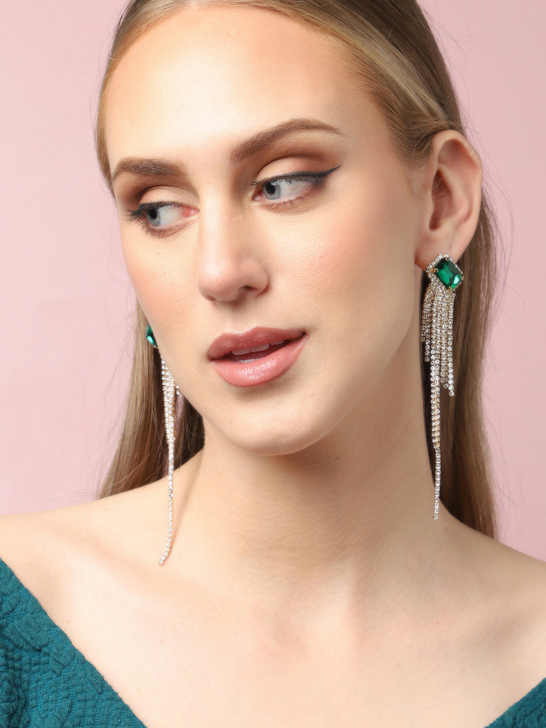 Silver Plated Party Designer Stone Drop Earring For Women