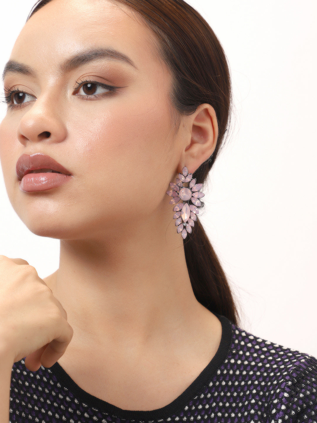 Gold Plated Party Designer Stone Drop Earring For Women