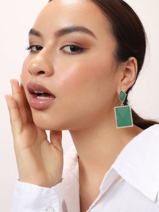 Gold Plated Party Designer Stone Drop Earring For Women