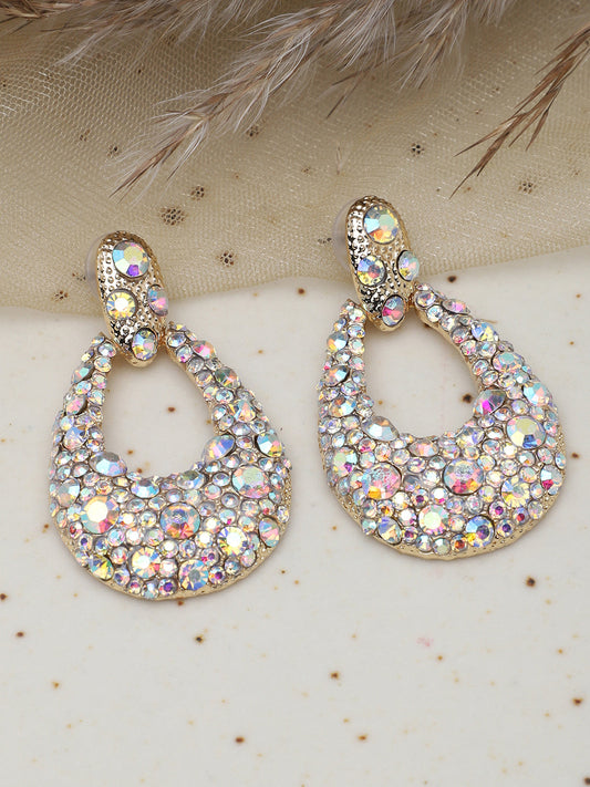 Gold Plated Party Designer Stone Drop Earring For Women