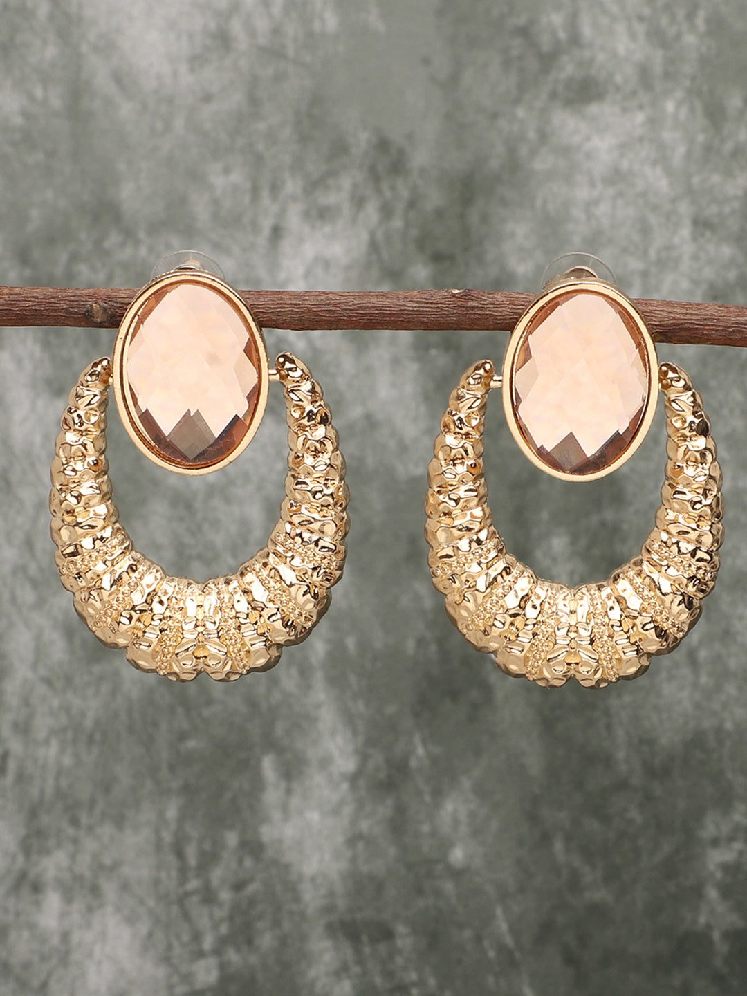 Gold Plated Party Designer Stone Drop Earring For Women