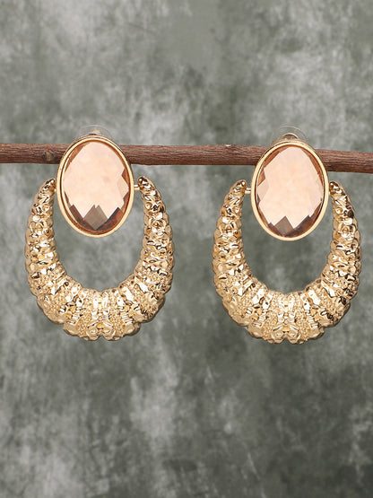 Gold Plated Party Designer Stone Drop Earring For Women