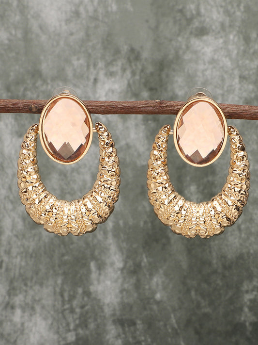 Gold Plated Party Designer Stone Drop Earring For Women