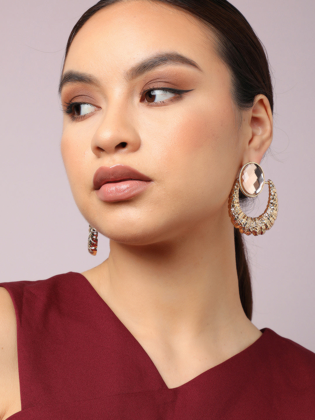 Gold Plated Party Designer Stone Drop Earring For Women