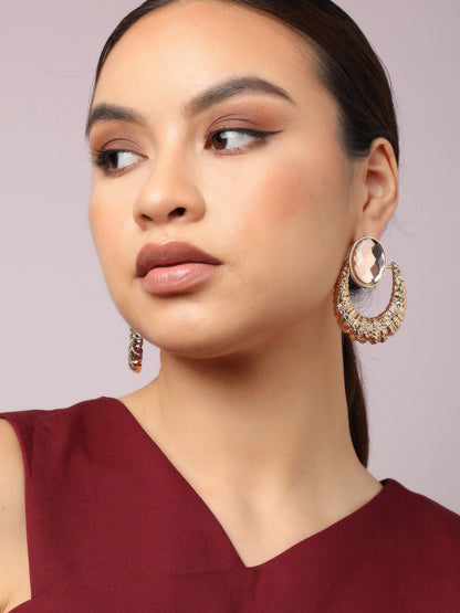 Gold Plated Party Designer Stone Drop Earring For Women