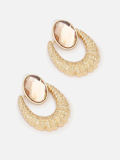 Gold Plated Party Designer Stone Drop Earring For Women