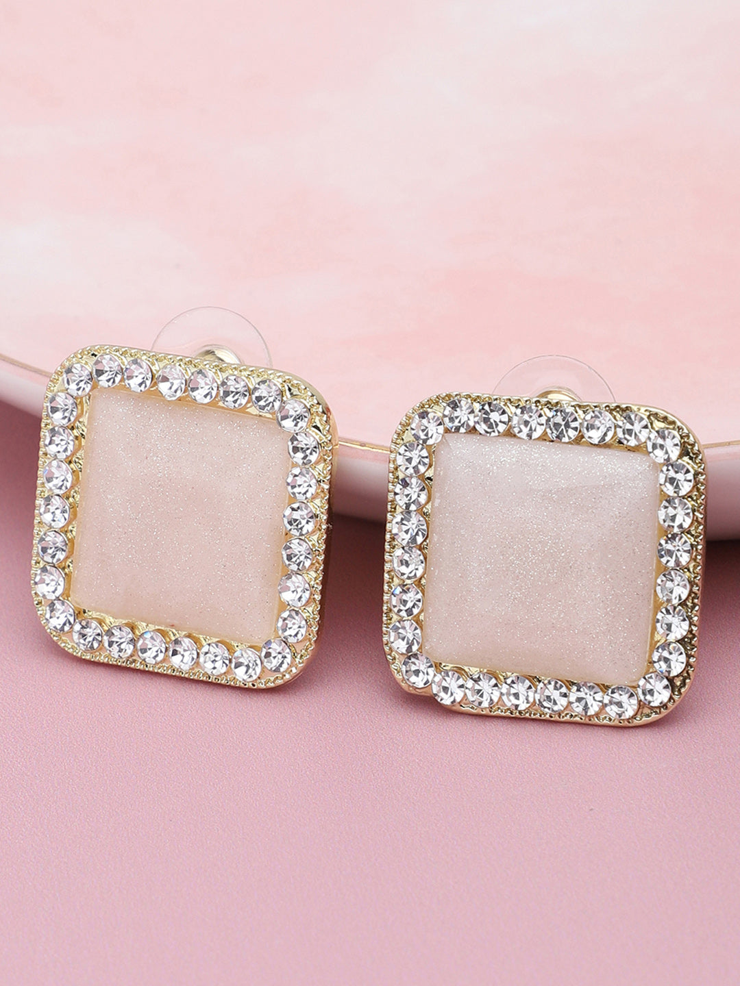 Gold Plated Party Designer Stone Stud For Women