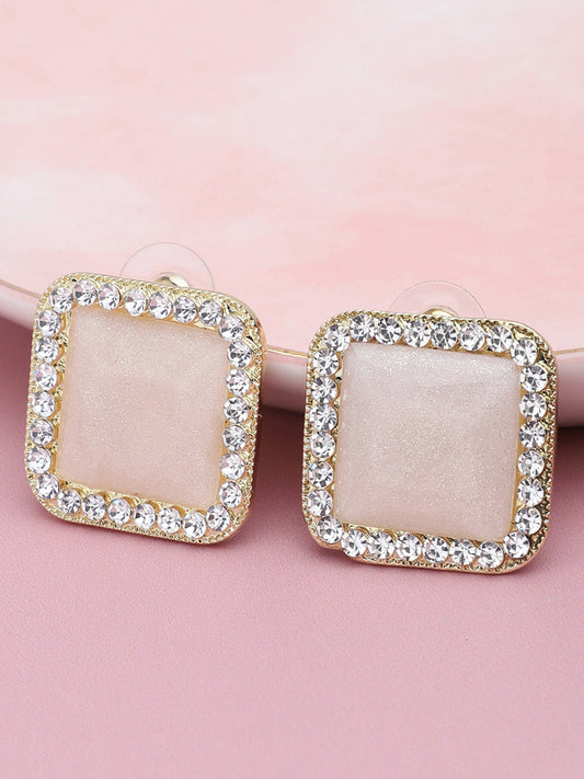 Gold Plated Party Designer Stone Stud For Women