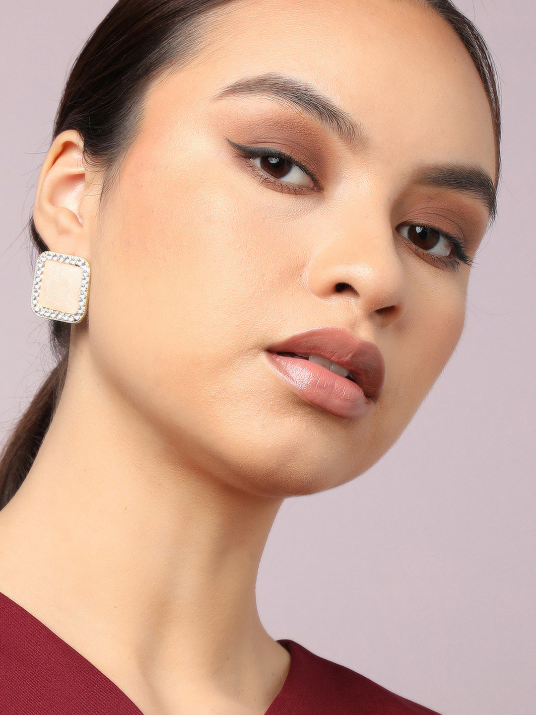 Gold Plated Party Designer Stone Stud For Women
