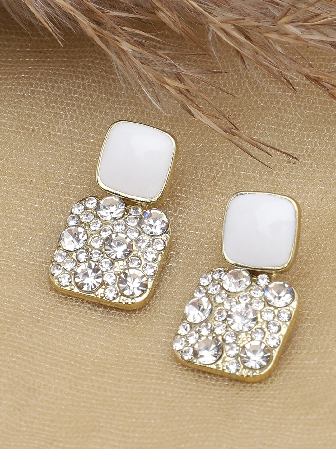 Gold Plated Party Designer Stone Drop Earring For Women