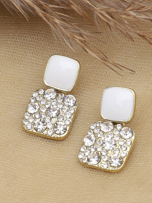 Gold Plated Party Designer Stone Drop Earring For Women