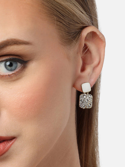 Gold Plated Party Designer Stone Drop Earring For Women