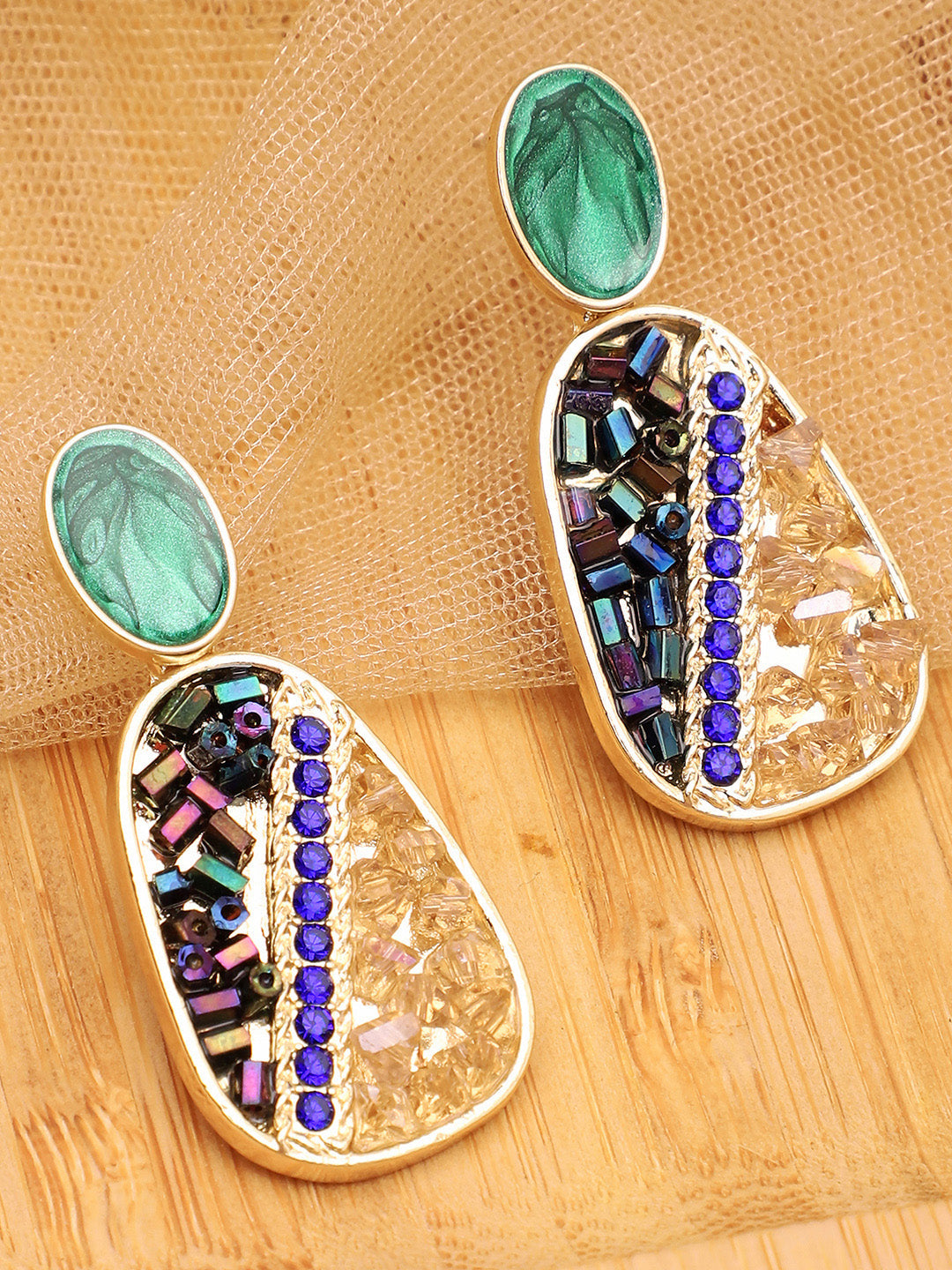 Gold Plated Party Designer Stone Drop Earring For Women