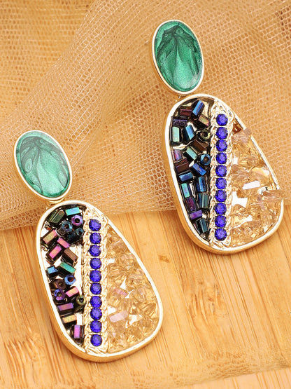 Gold Plated Party Designer Stone Drop Earring For Women