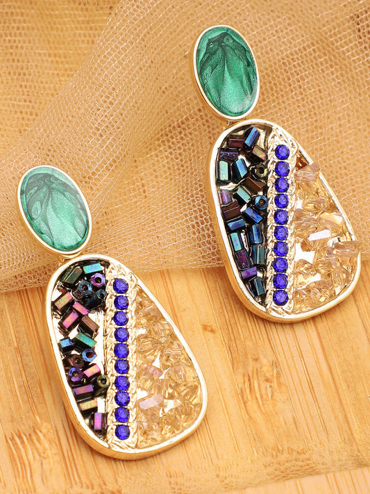 Gold Plated Party Designer Stone Drop Earring For Women
