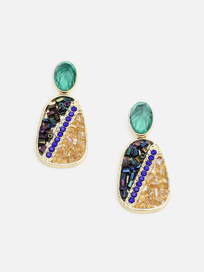 Gold Plated Party Designer Stone Drop Earring For Women