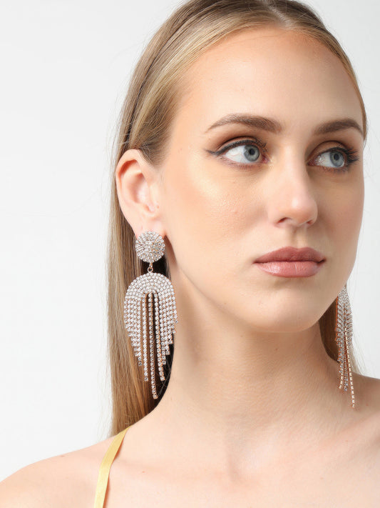 Silver Plated Party Designer Stone Drop Earring For Women