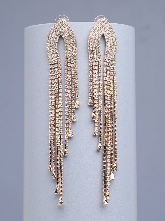 Gold Plated Party Designer Stone Drop Earring For Women