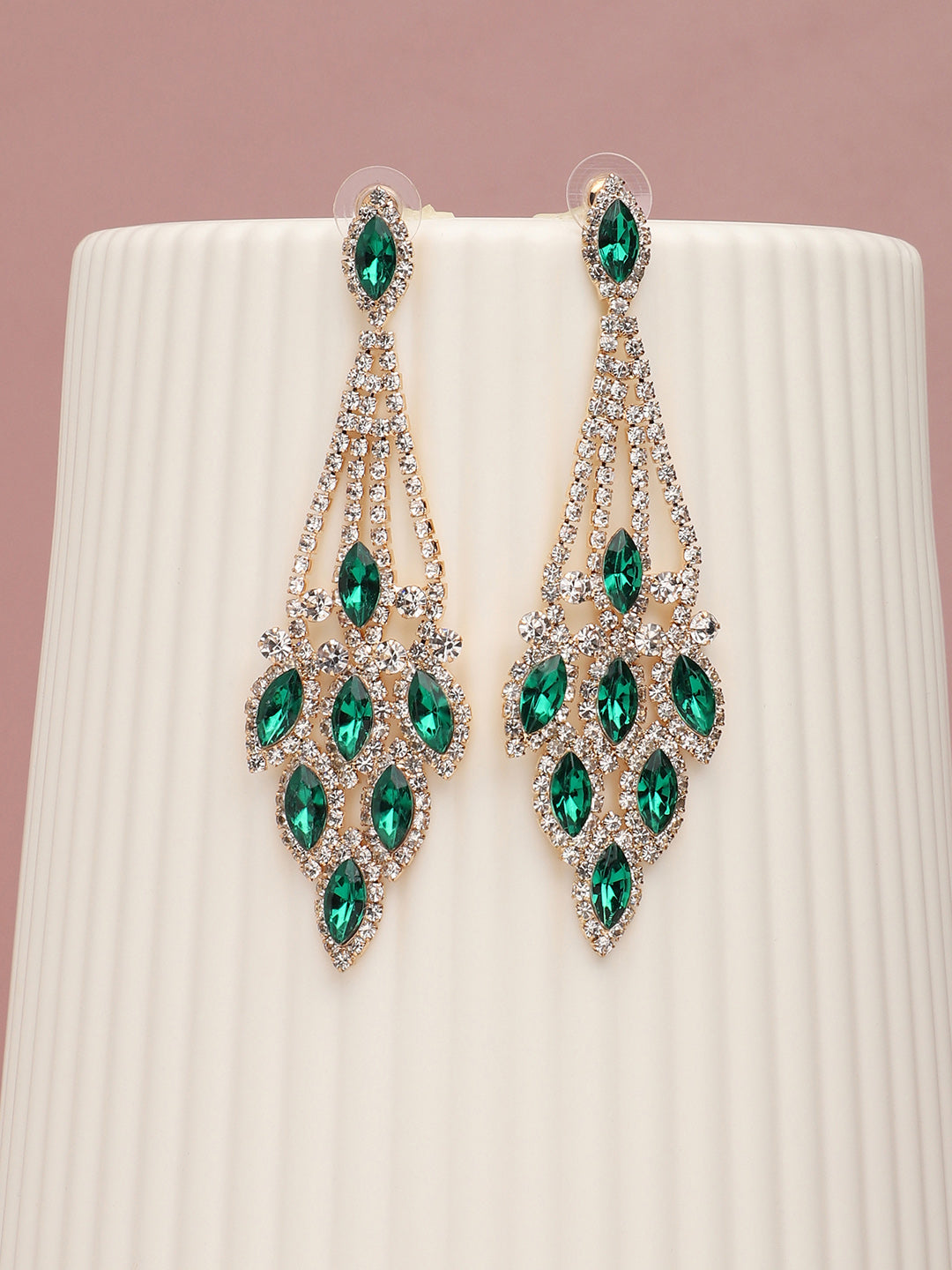 Gold Plated Party Designer Stone Drop Earring For Women