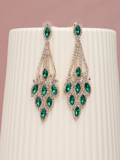 Gold Plated Party Designer Stone Drop Earring For Women