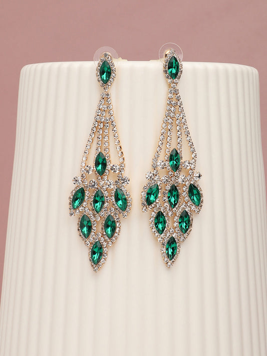 Gold Plated Party Designer Stone Drop Earring For Women