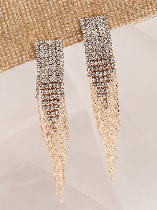 Gold Plated Party Designer Stone Drop Earring For Women