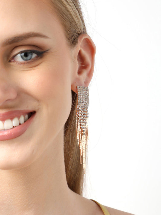 Gold Plated Party Designer Stone Drop Earring For Women