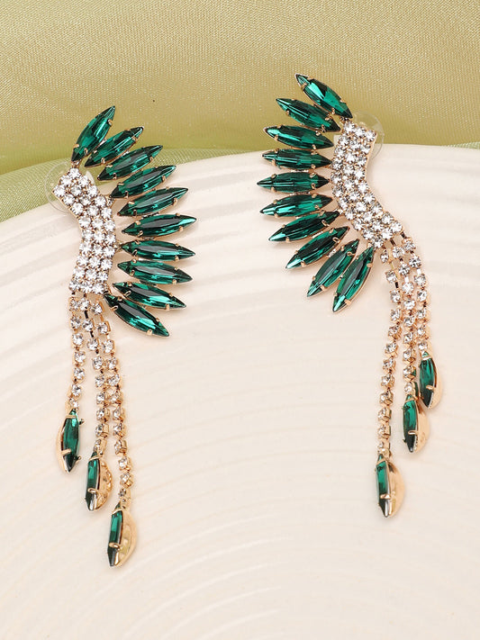 Gold Plated Party Designer Stone Drop Earring For Women