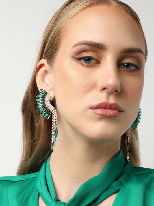 Gold Plated Party Designer Stone Drop Earring For Women