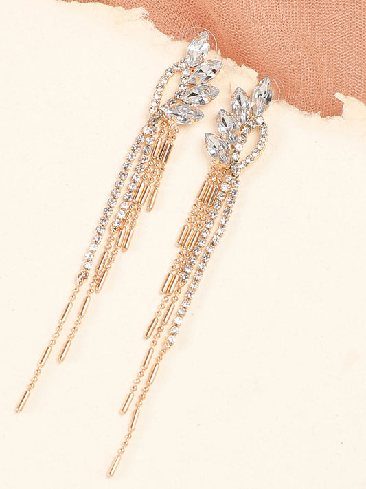Gold Plated Party Designer Stone Drop Earring For Women