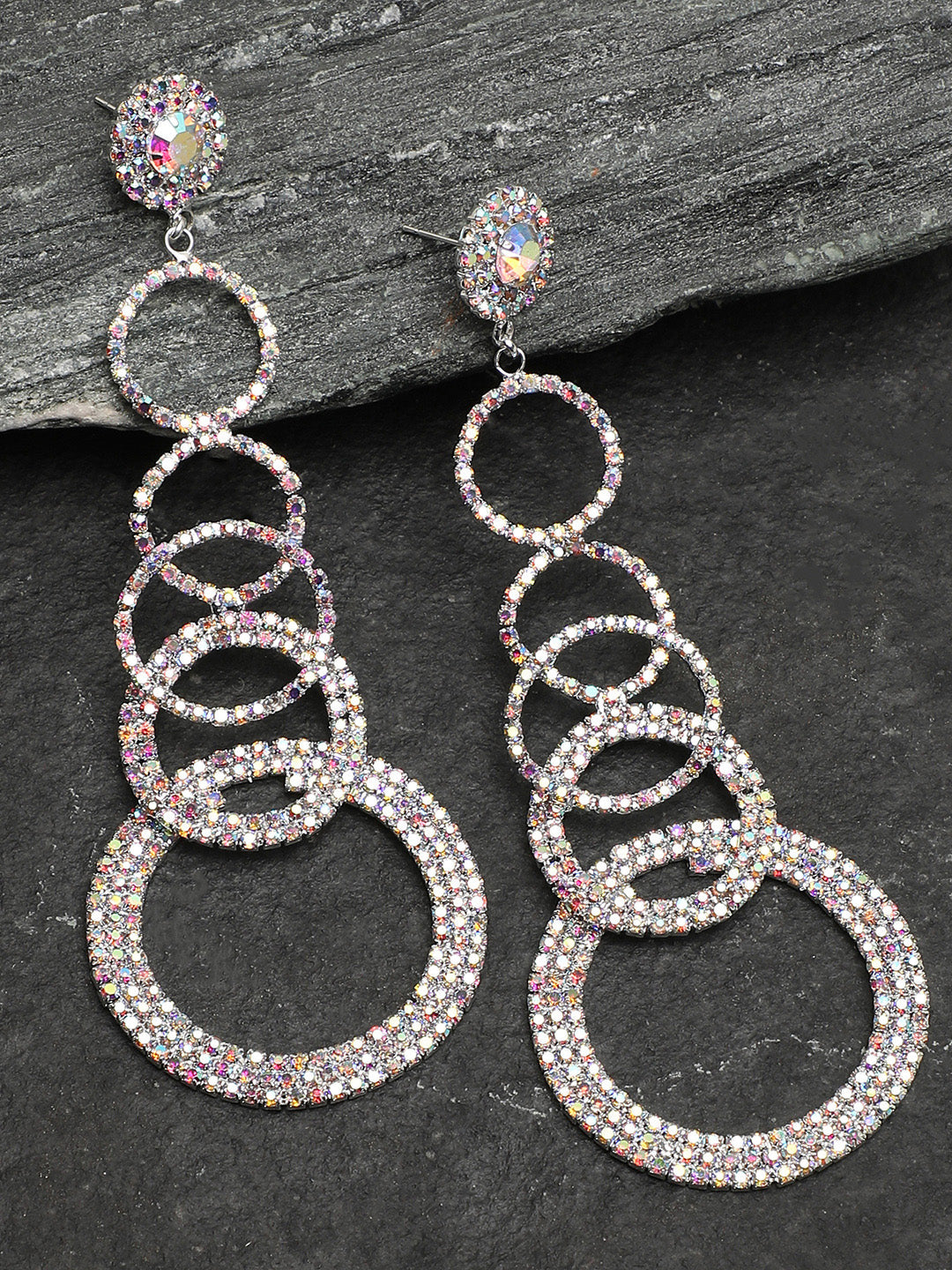 Silver Plated Party Designer Stone Drop Earring For Women