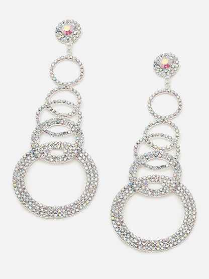 Silver Plated Party Designer Stone Drop Earring For Women