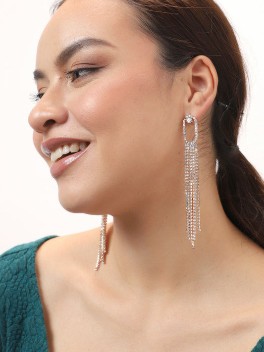 Gold Plated Party Designer Stone Drop Earring For Women