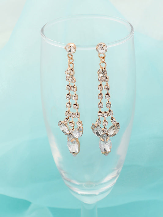Gold Plated Party Designer Stone Drop Earring For Women