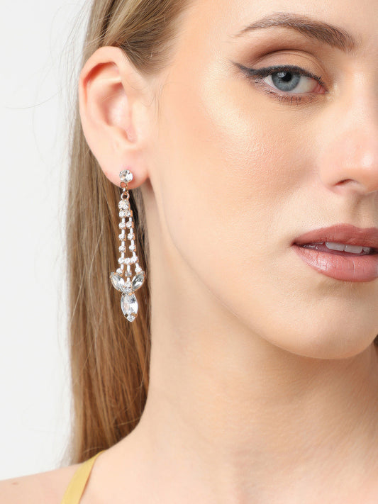 Gold Plated Party Designer Stone Drop Earring For Women