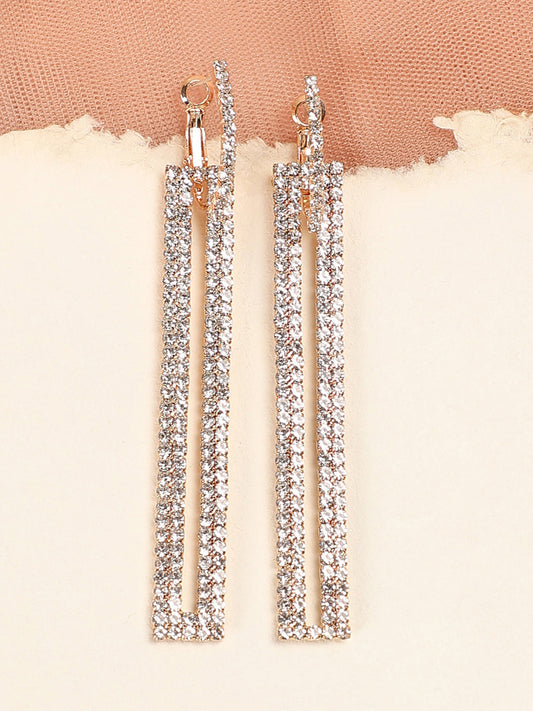 Gold Plated Party Designer Stone Drop Earring For Women