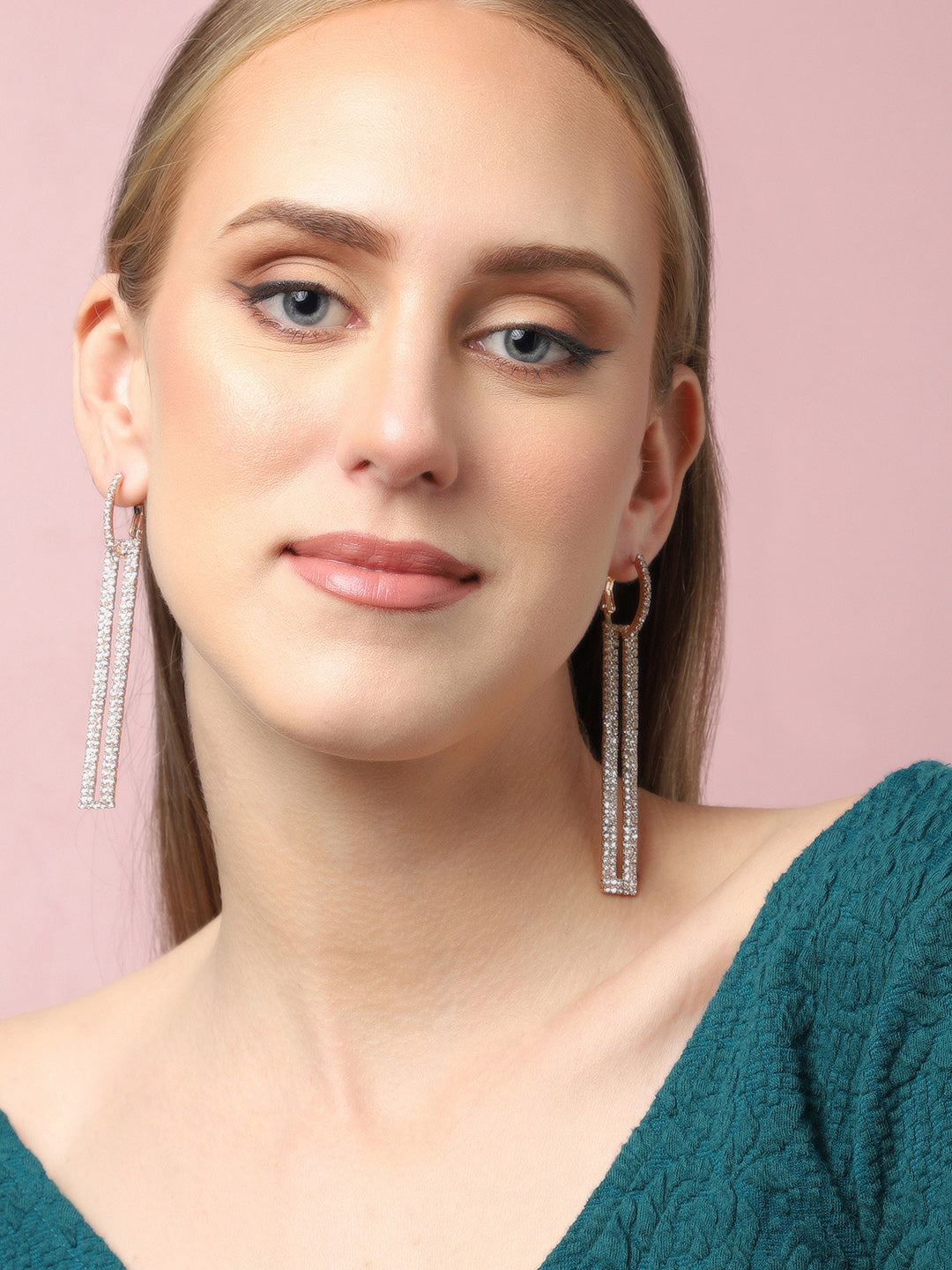 Gold Plated Party Designer Stone Drop Earring For Women