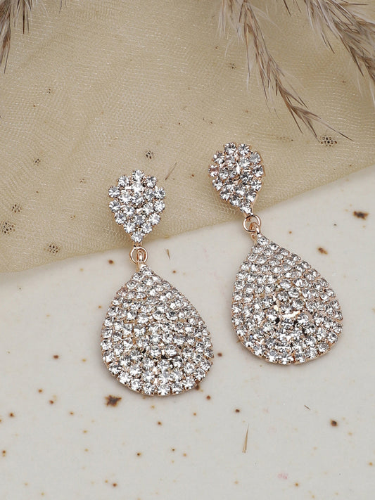 Gold Plated Party Designer Stone Drop Earring For Women