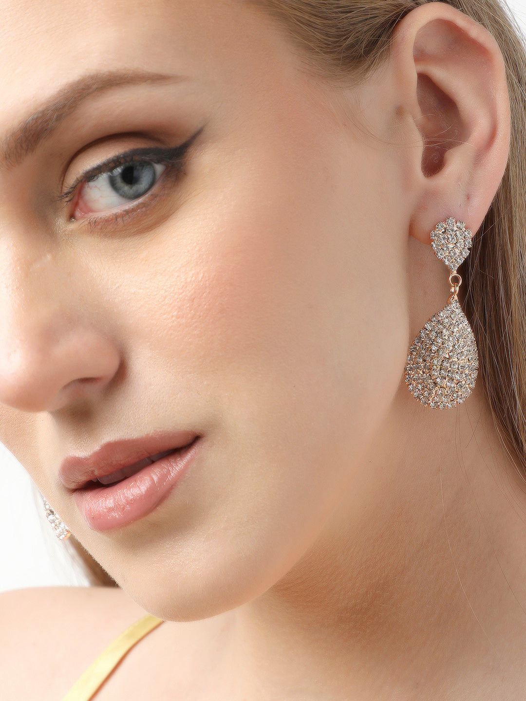 Gold Plated Party Designer Stone Drop Earring For Women