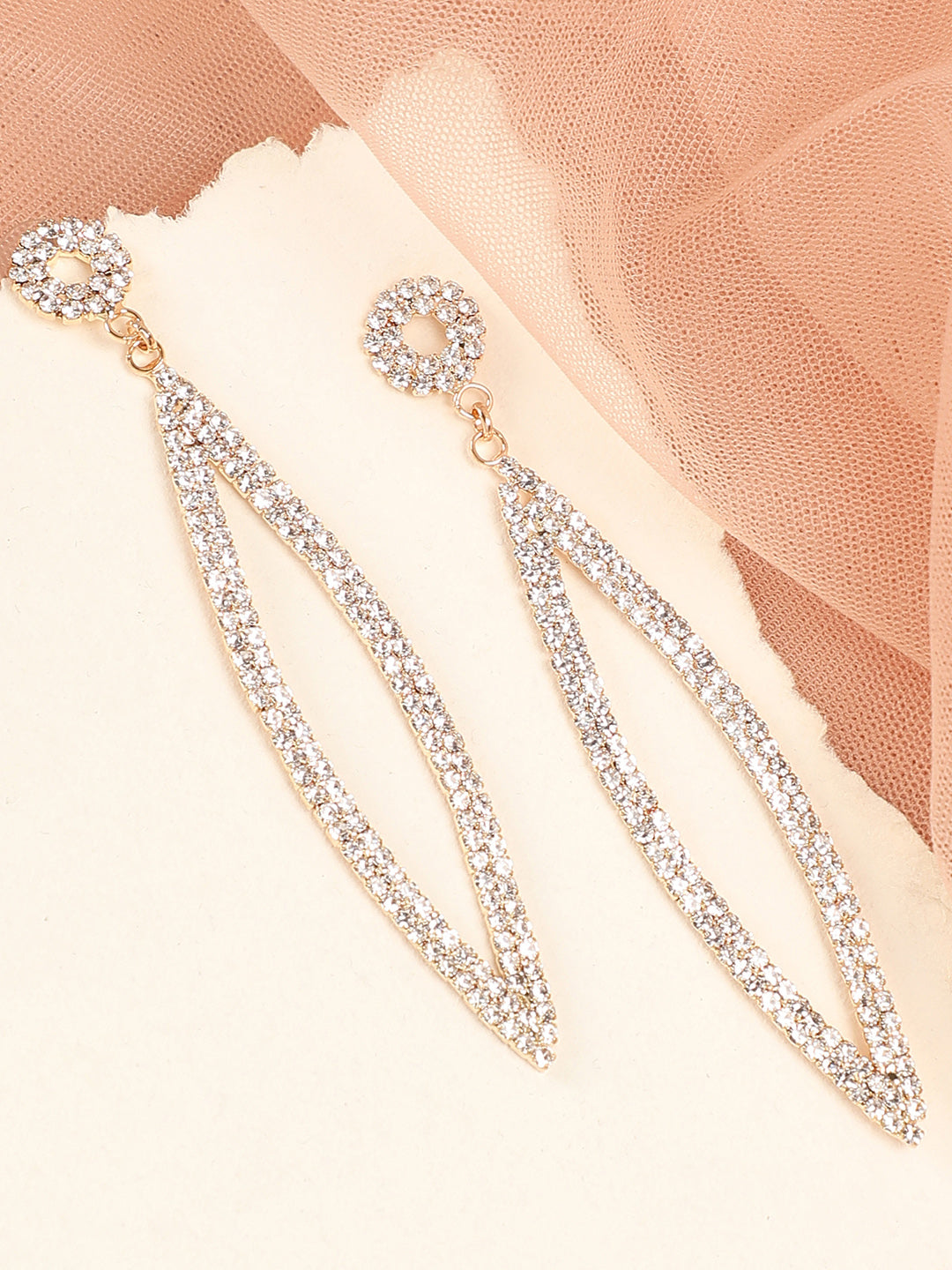 Gold Plated Party Designer Stone Drop Earring For Women