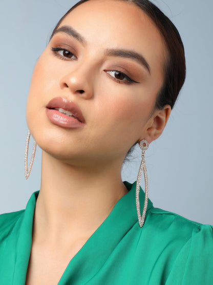 Gold Plated Party Designer Stone Drop Earring For Women