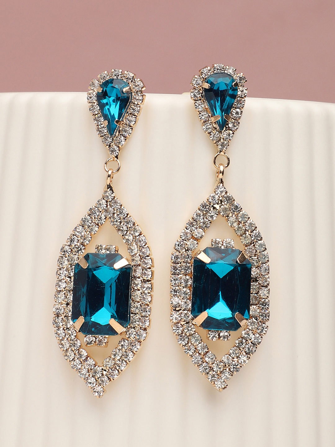 Gold Plated Party Designer Stone Drop Earring For Women