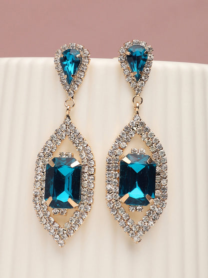 Gold Plated Party Designer Stone Drop Earring For Women