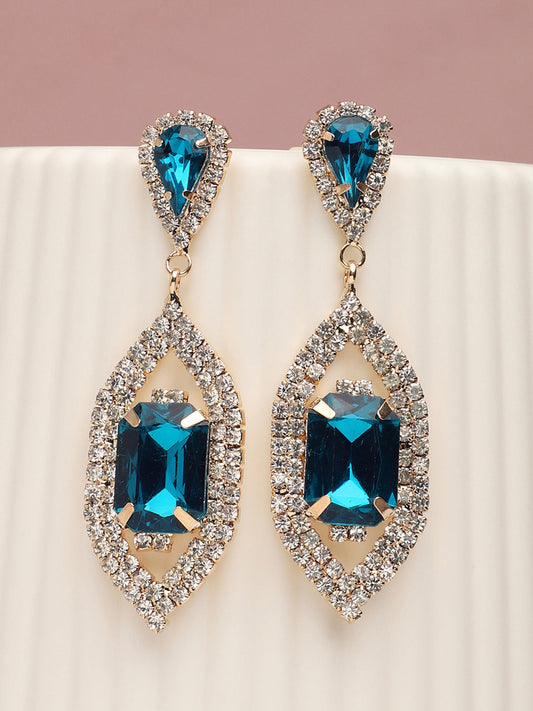 Gold Plated Party Designer Stone Drop Earring For Women