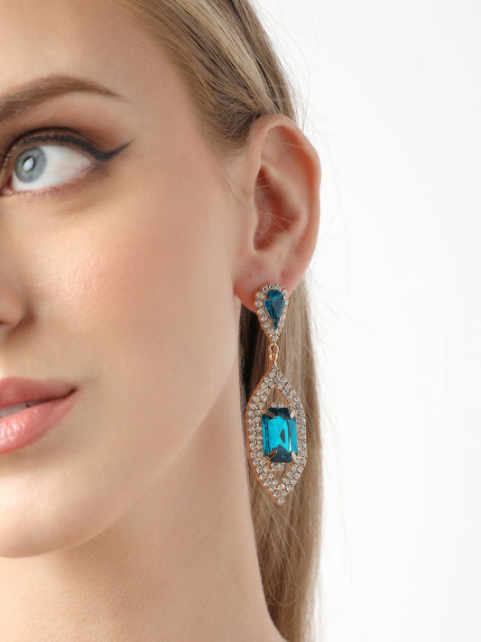 Gold Plated Party Designer Stone Drop Earring For Women