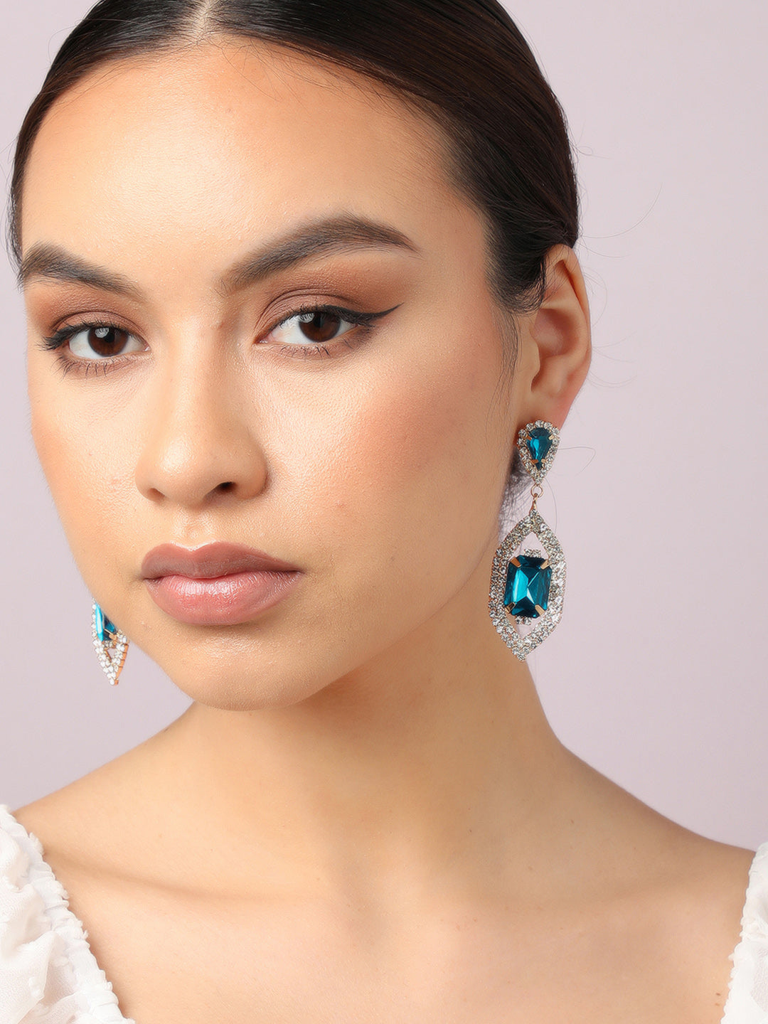Gold Plated Party Designer Stone Drop Earring For Women